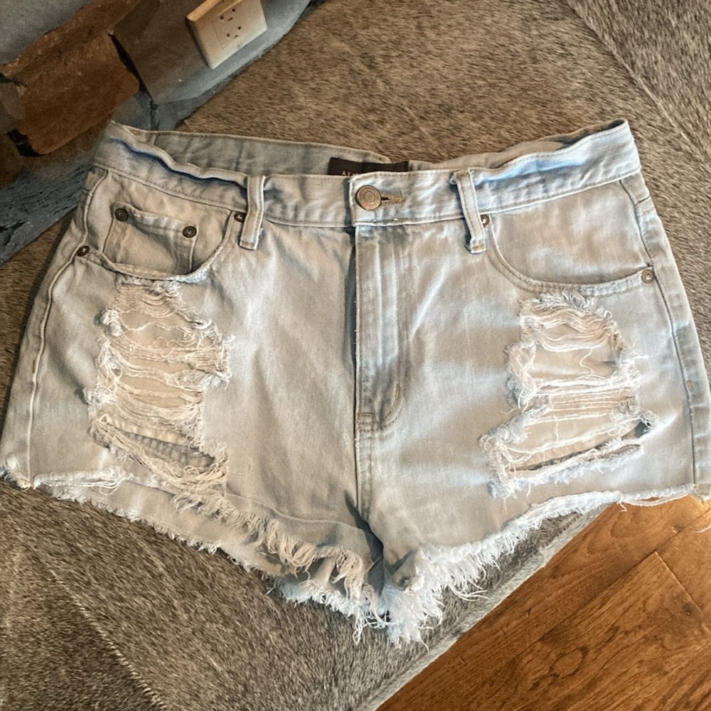 Aeropostale Y2K Aero Cheeky Shorts Light Wash 100% Cotton